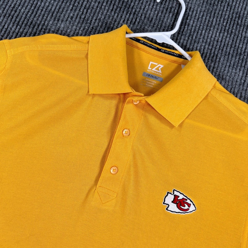 Kansas City Chiefs Polo Shirt Mens Medium Yellow Short Sleeve NFL Football